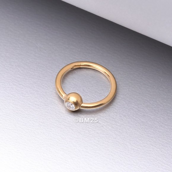 Pure24K Implant Grade Titanium Gem Ball CBR Style Seamless Clicker Ring - 8mm - Picture 1 of 2